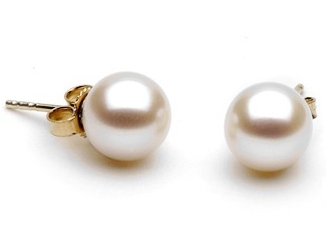 8-9 mm White Freshwater Pearl Stud Earrings 8-9 mm White Freshwater Pearl Stud Earrings
